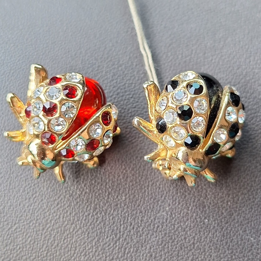 Bundle of‎ Rhinestone Ladybug Brooches